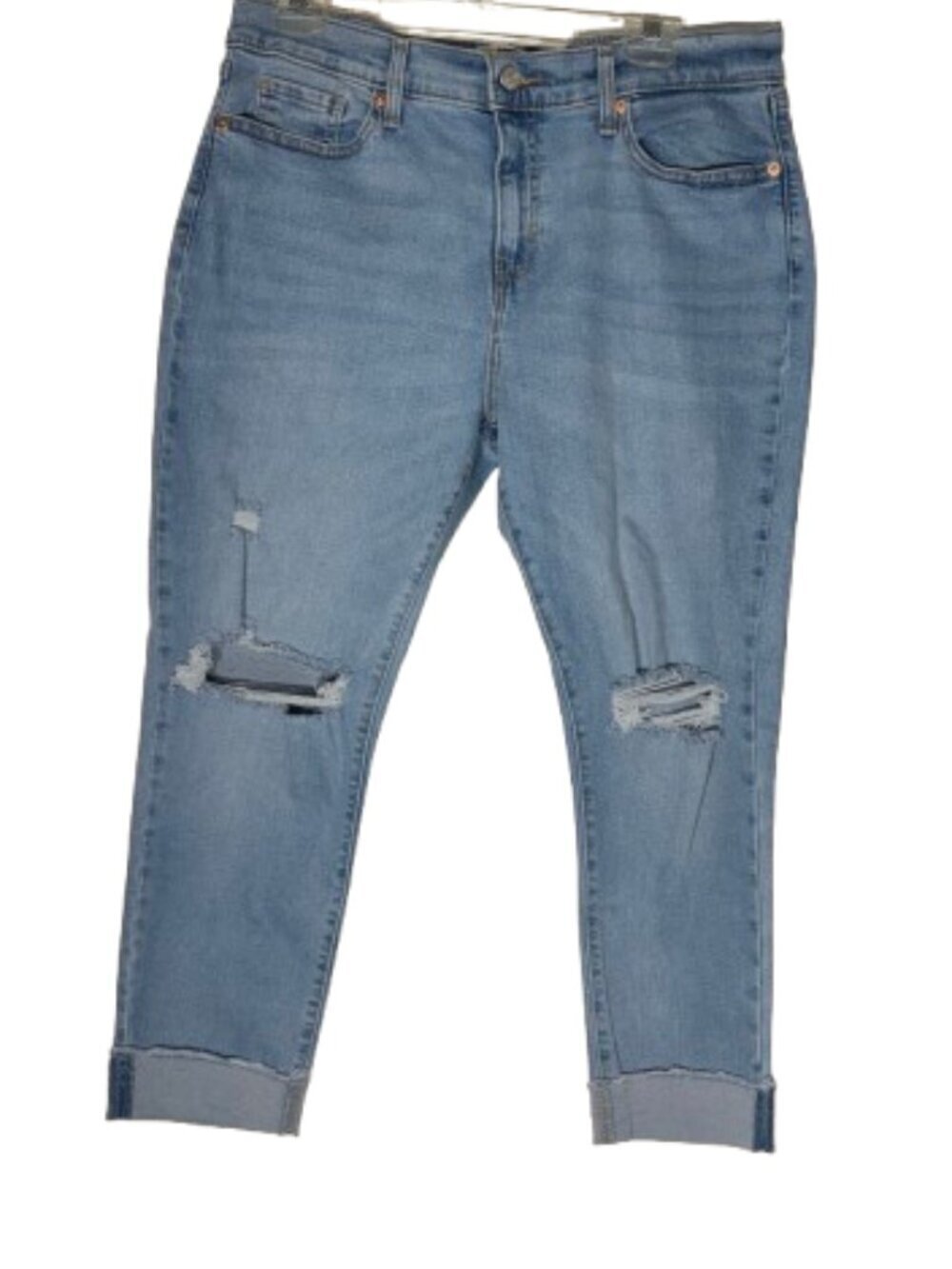 Denizen from Levi's Boyfriend Light Blue Distressed Cuffed Jeans Size 8 / W29